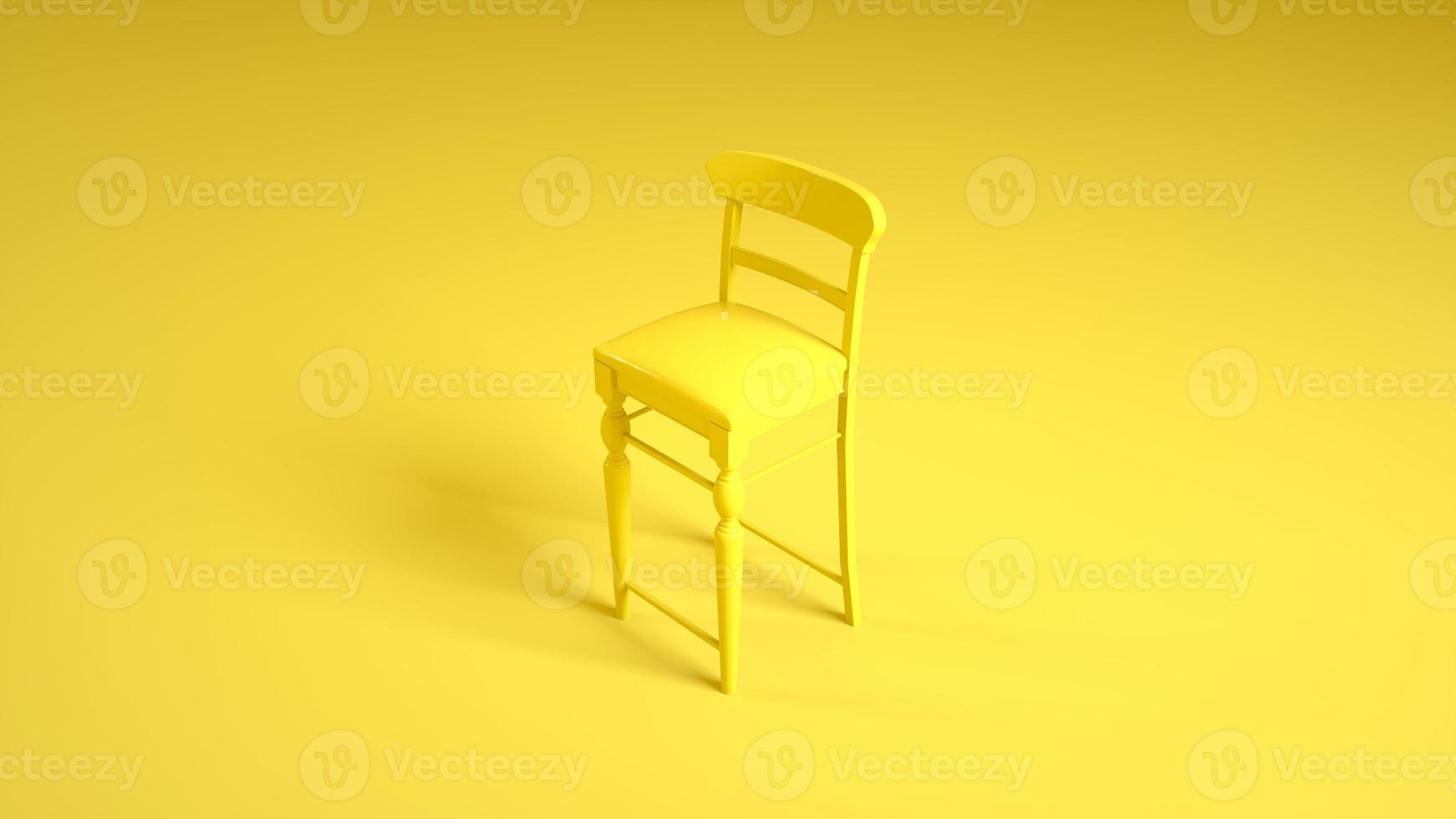 chaise de bar ou de restaurant isolée sur fond jaune. illustration 3d photo