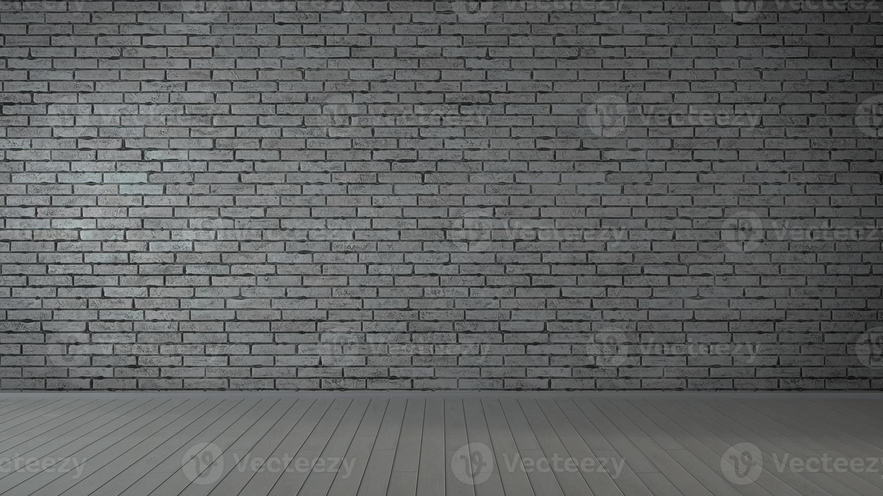 mur de briques grises et fond de plancher de bois de planche. rendu 3d photo
