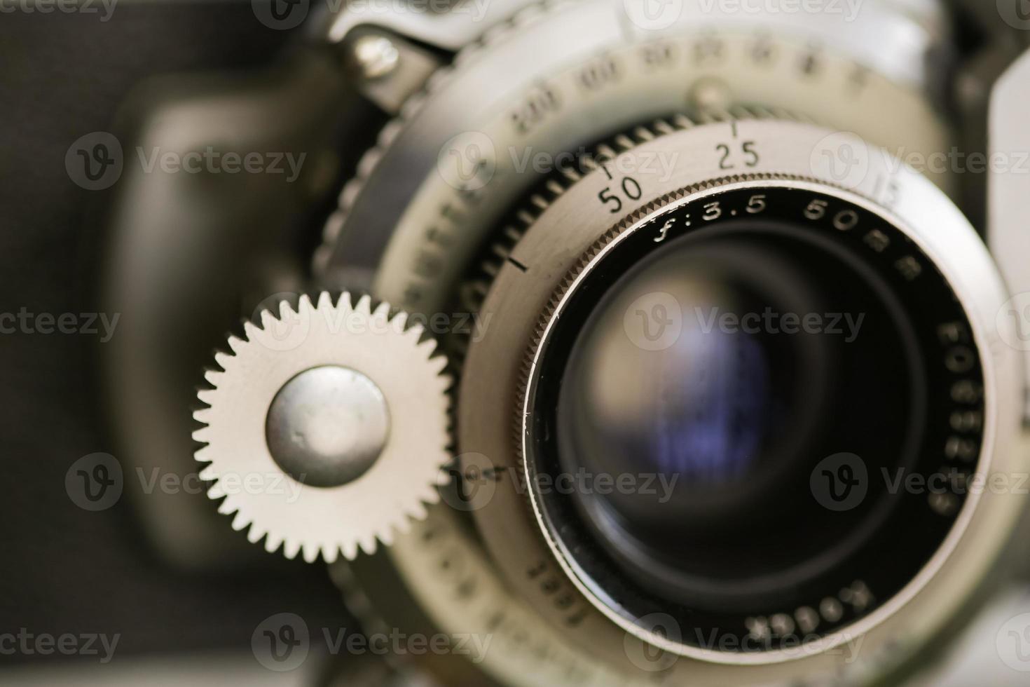 appareil photo argentique ancien vintage avec objectif. gros plan macro shot