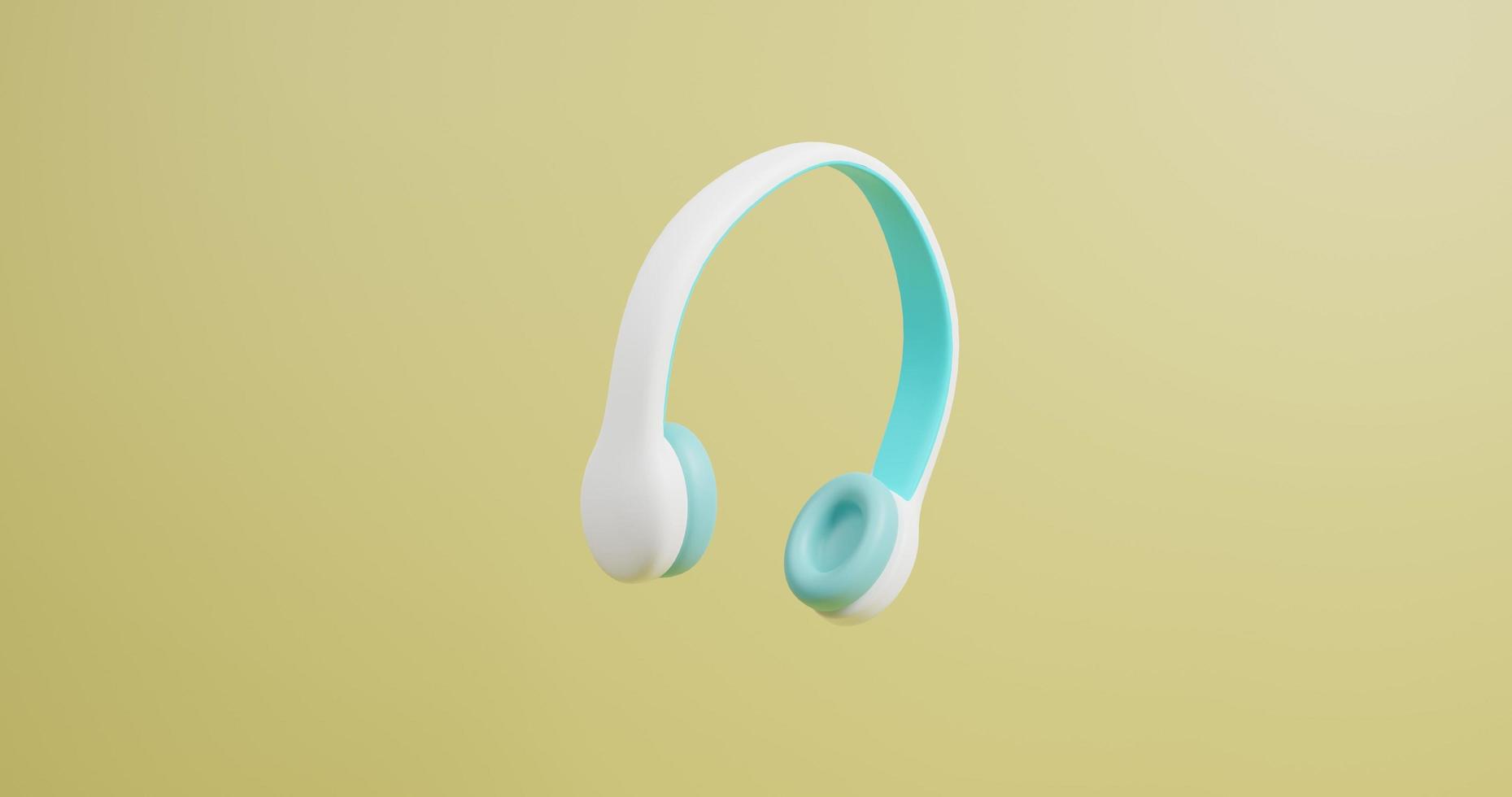 casque blanc bleu isolé sur fond jaune. rendu 3d photo