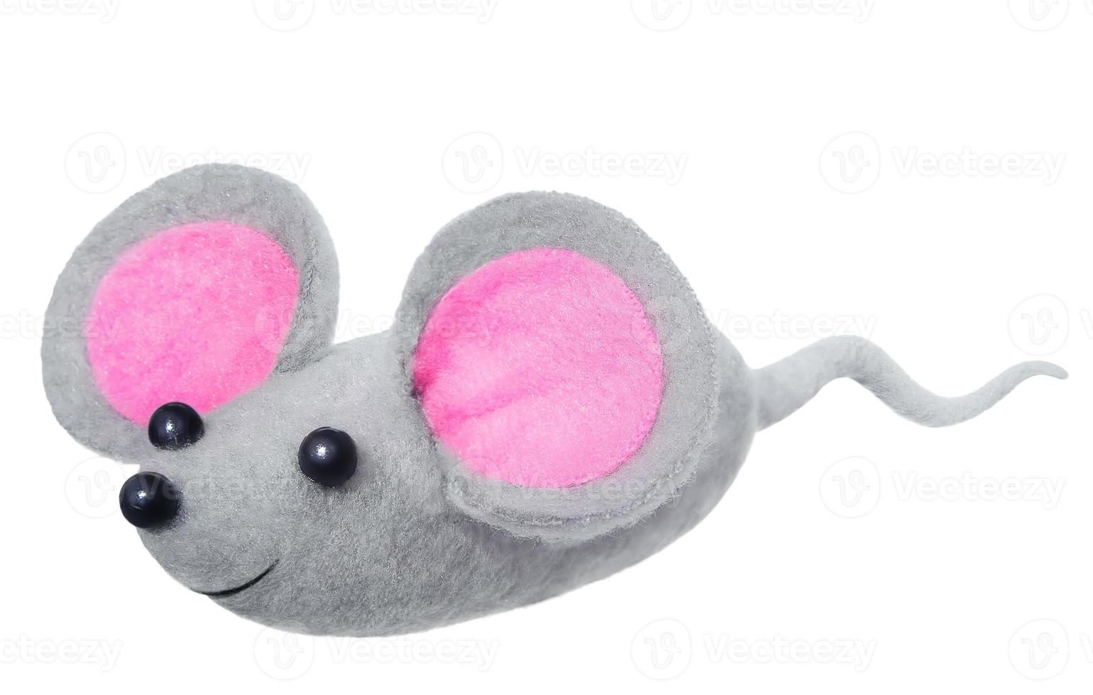 souris en peluche grise isolée photo