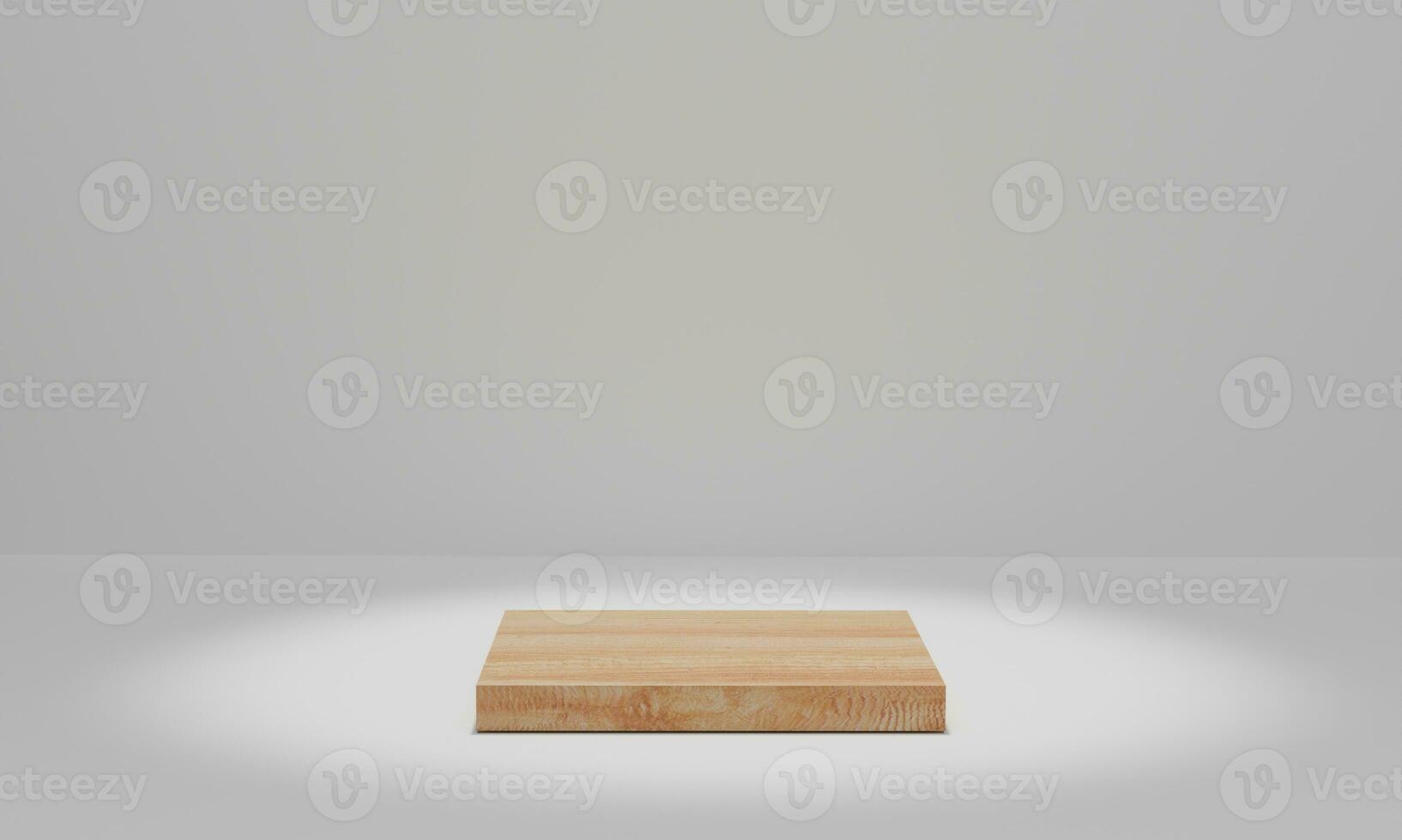 podium en bois avec spots. scène de piédestal pour la cérémonie de remise des prix. plate-forme de présentation des produits. rendu 3d photo