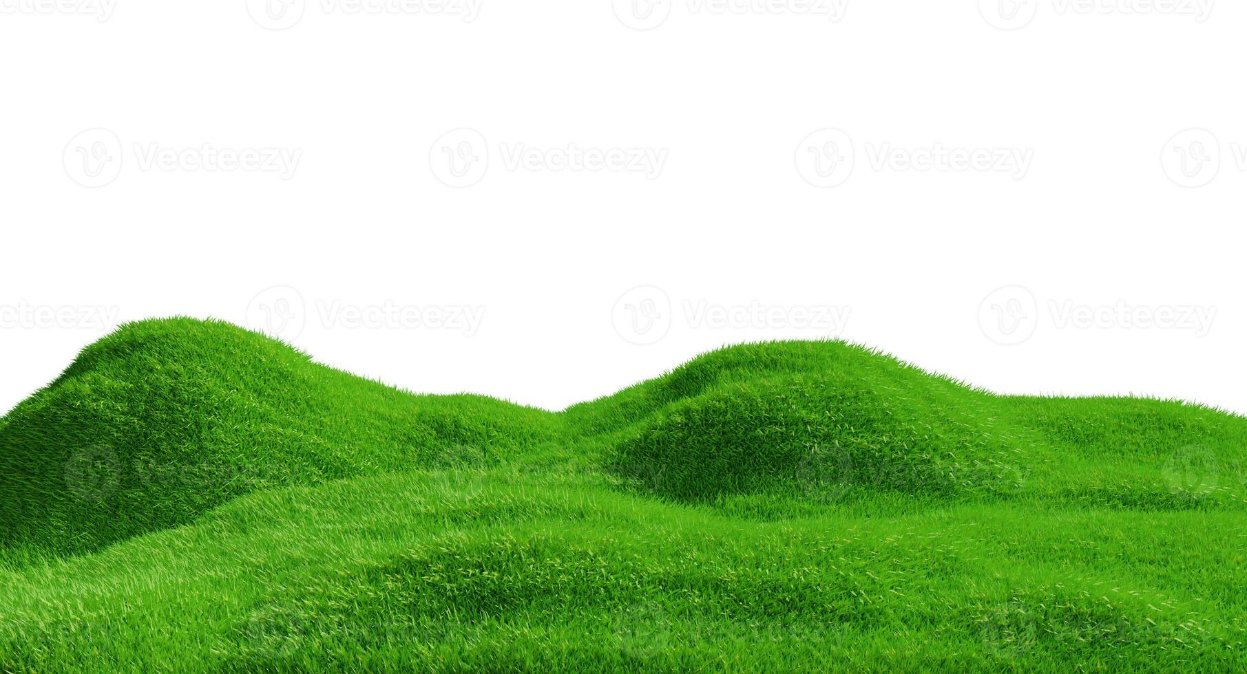 rendu 3d. colline d'herbe verte isolée sur fond blanc. photo