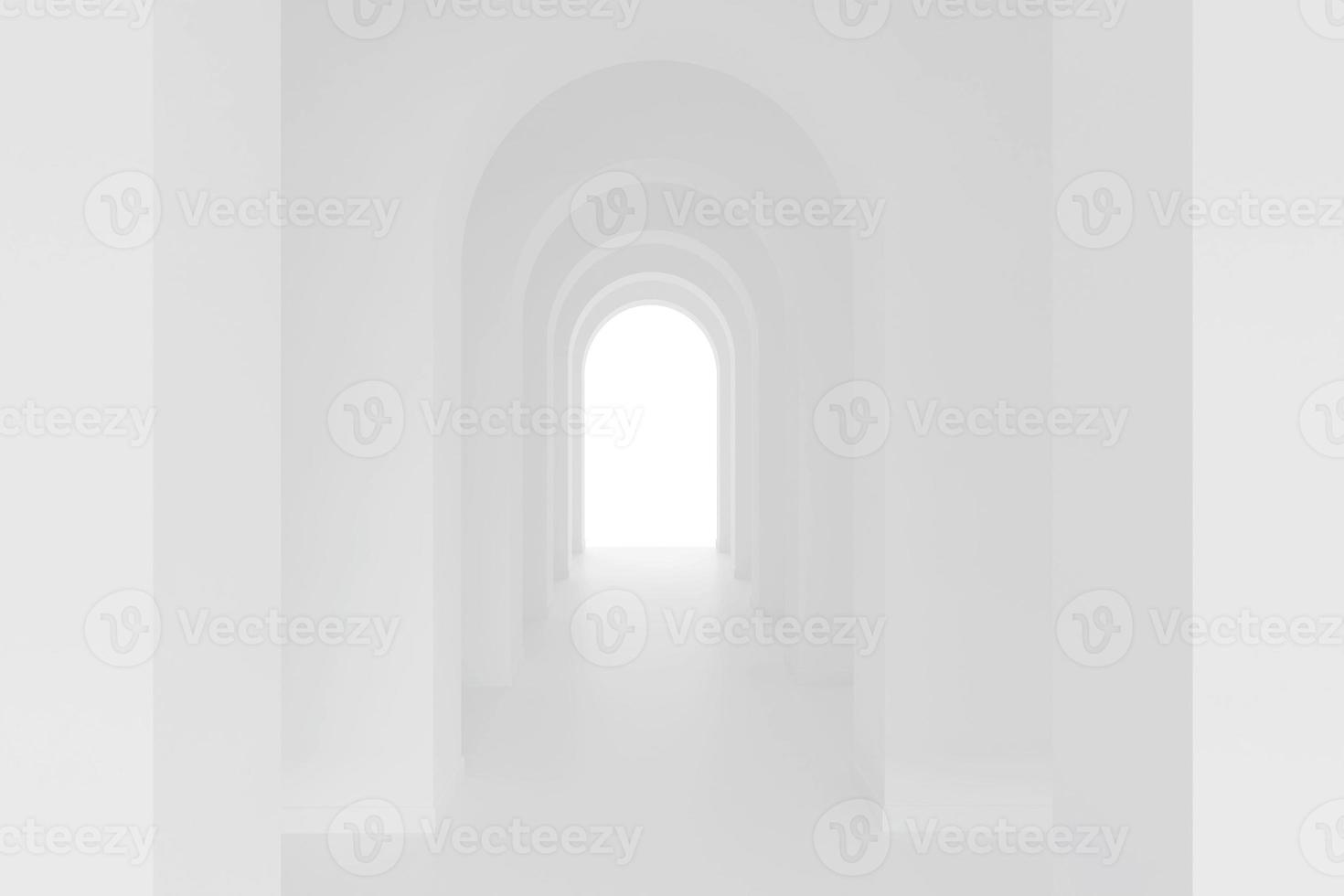 espace de couloir d'arche d'architecture blanche. couloir courbe arc abstrait. photo
