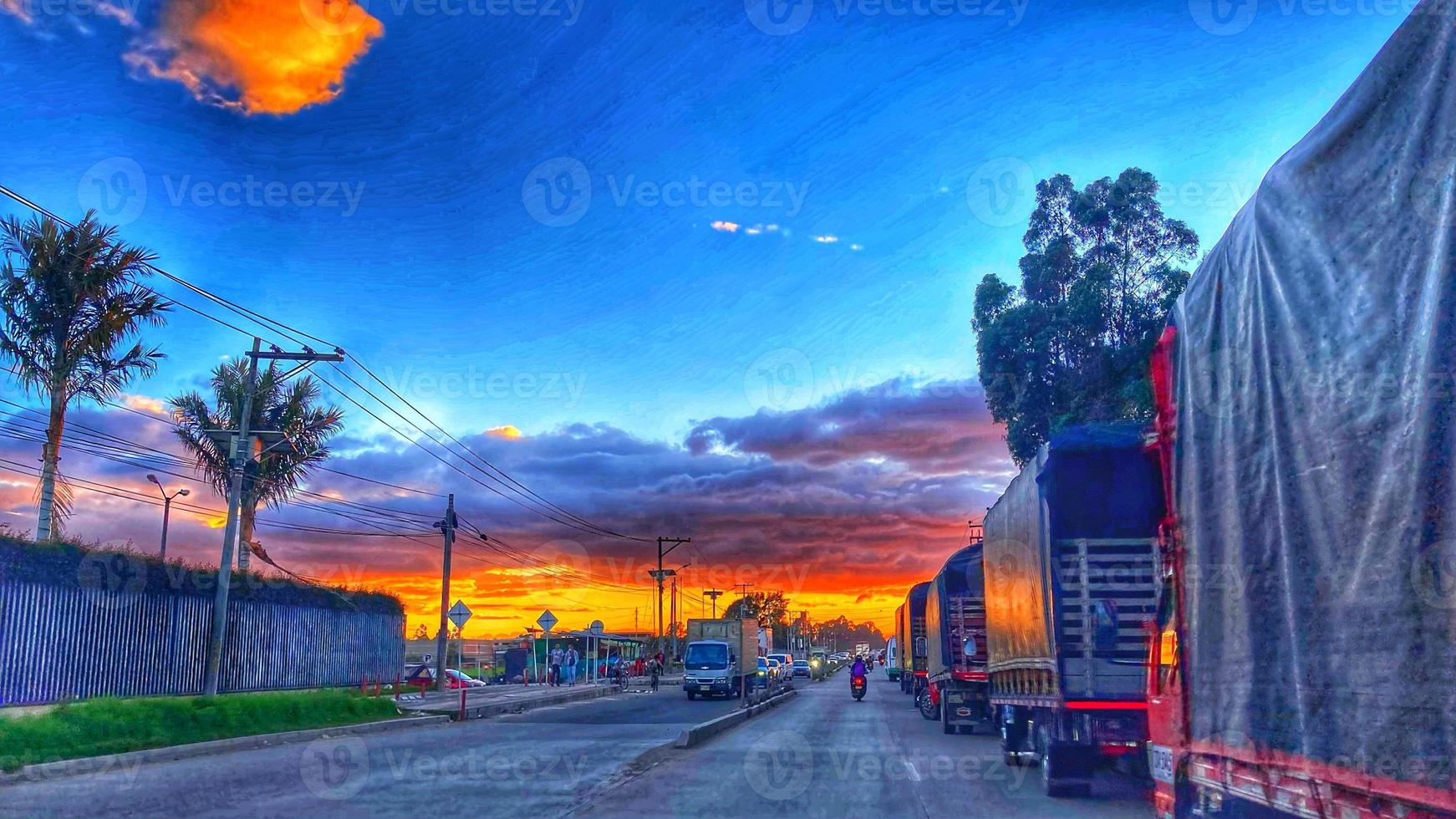 rue, coucher de soleil, ciel photo