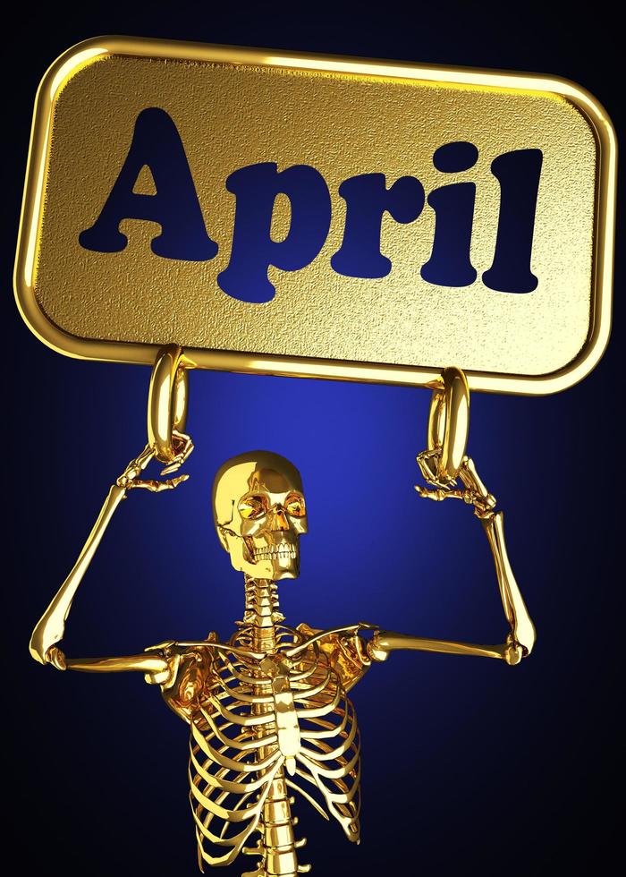 mot d'avril et squelette doré photo