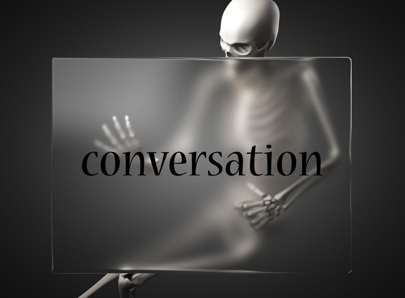mot de conversation sur verre et squelette photo