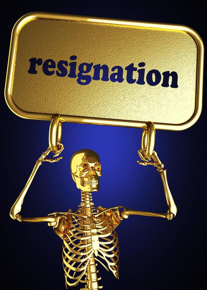 mot de démission et squelette doré photo