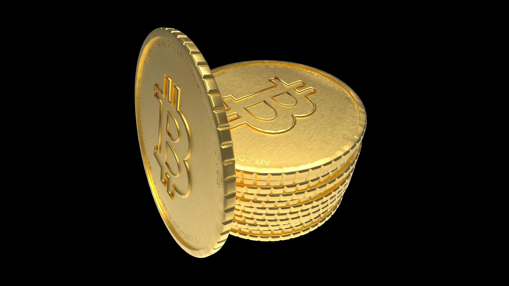 Pièce d'or bitcoin fond isolé rendu d'illustration 3d photo