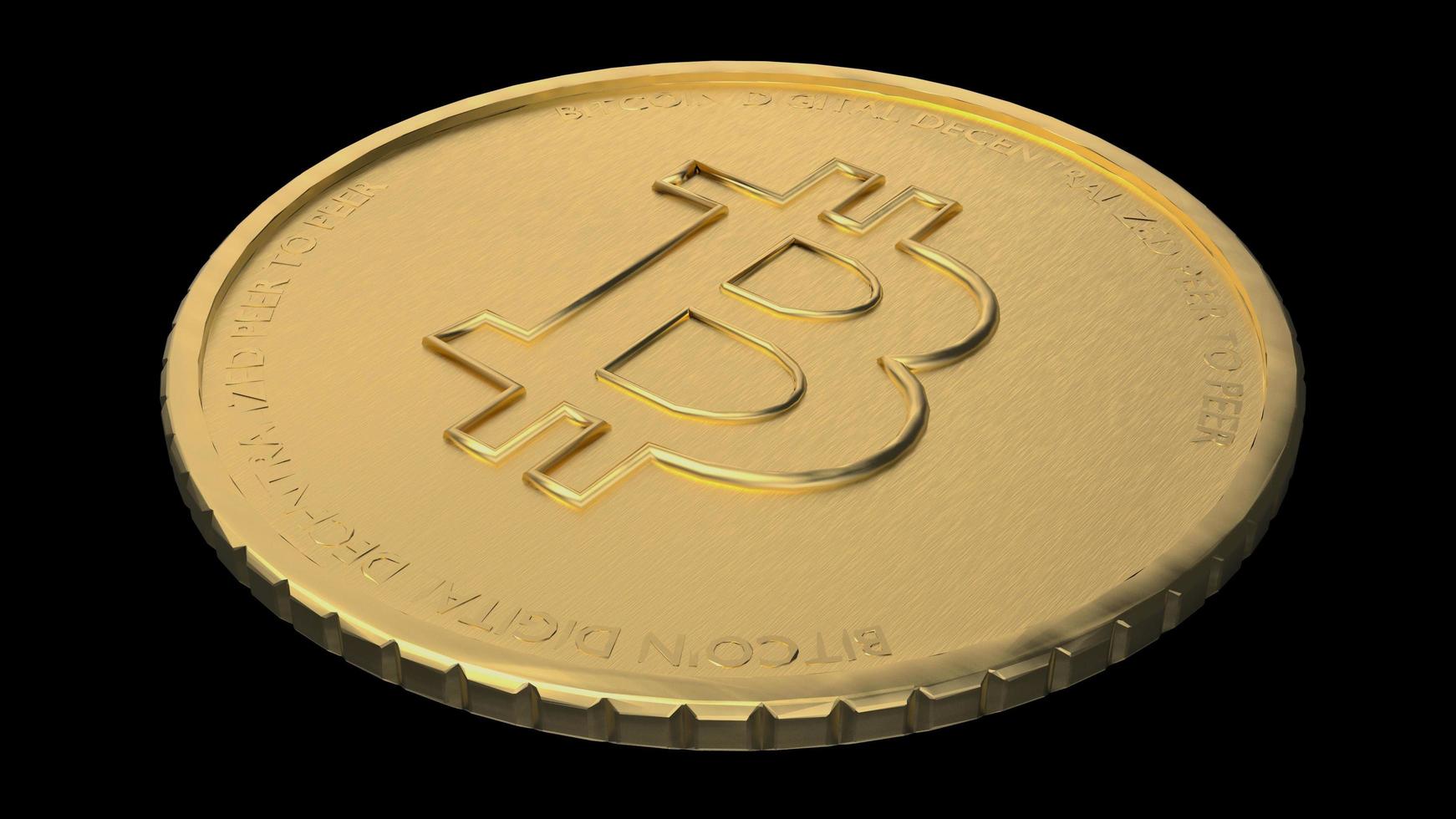 Pièce d'or bitcoin fond isolé rendu d'illustration 3d photo