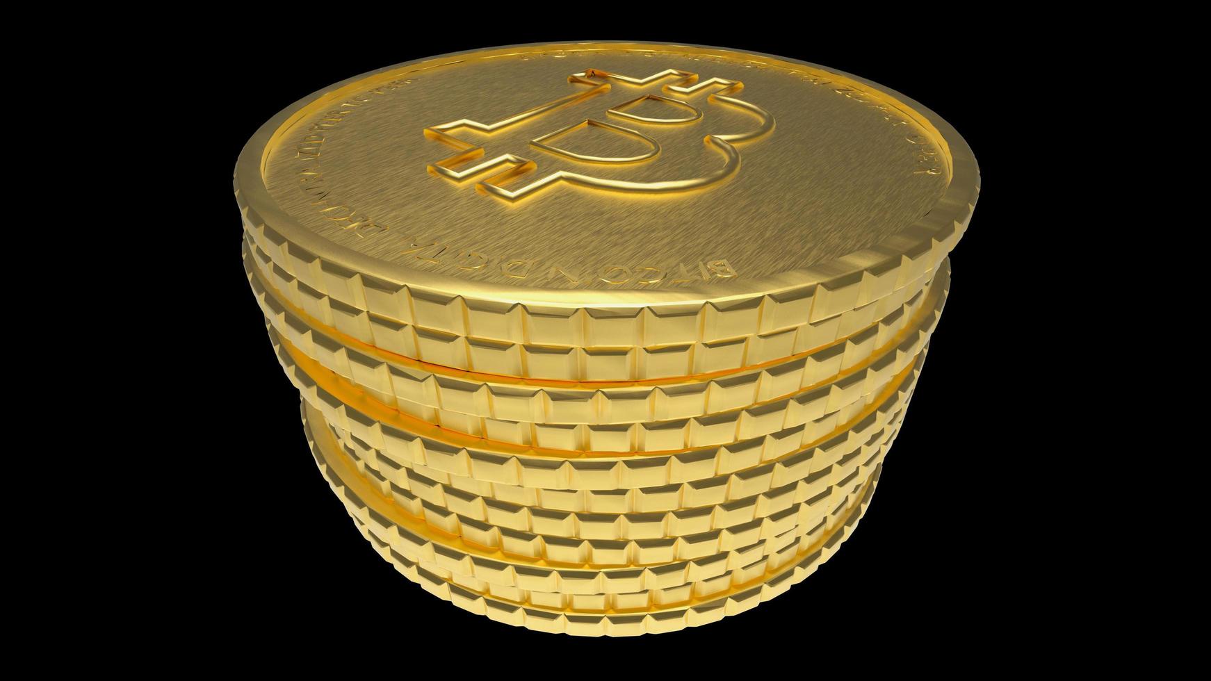 Pièce d'or bitcoin fond isolé rendu d'illustration 3d photo