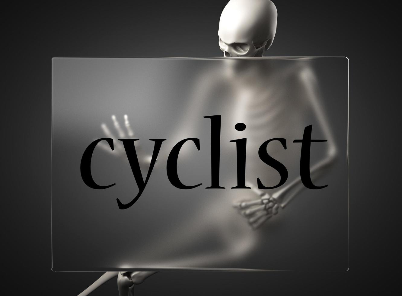 mot cycliste sur verre et squelette photo
