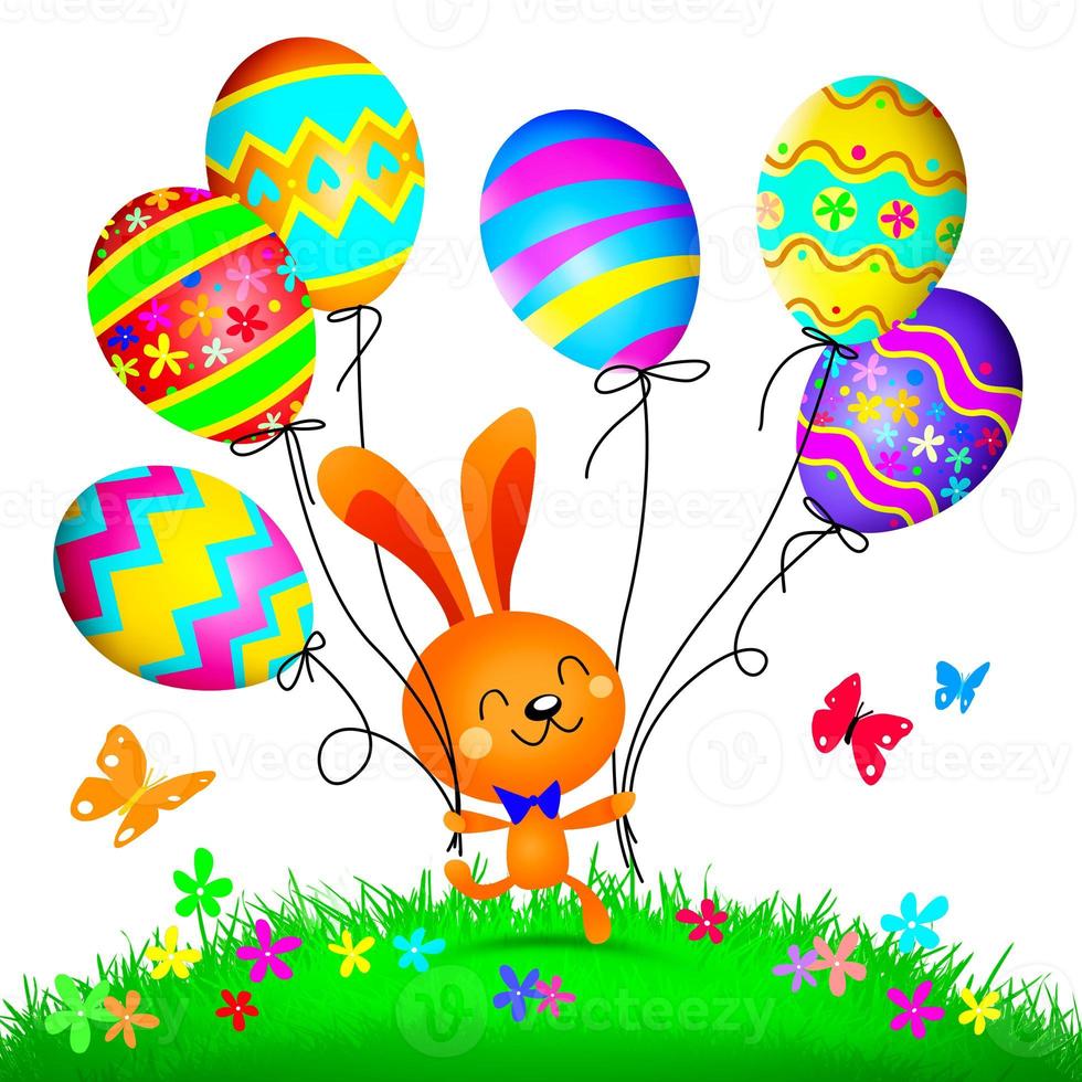 drôle de lapin de Pâques. concept de joyeuses fêtes de pâques. illustration 3d photo