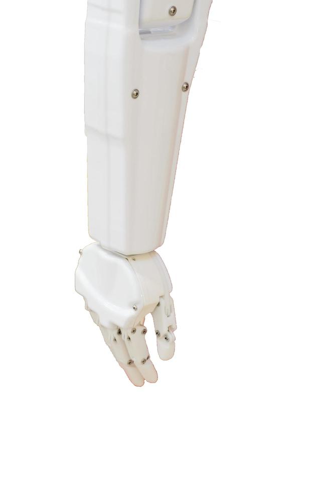 bras de robot isolé sur fond blanc. photo
