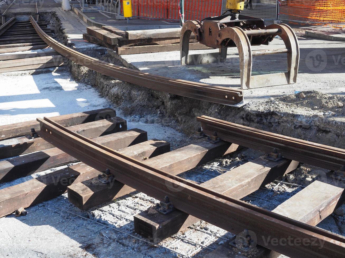 travaux de construction de rails de tramway photo