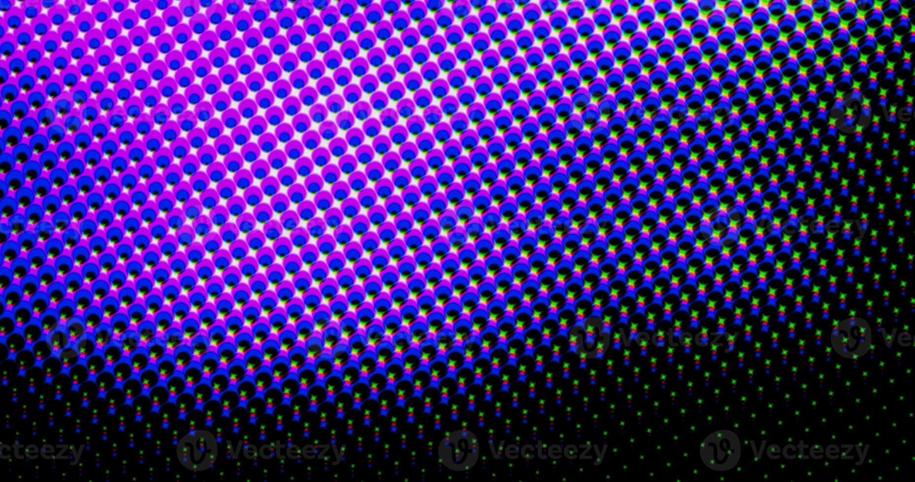 grille de points violet clair abstrait vague de demi-teintes motif torsadé futuriste avec texture de géométrie de minimalisme de cercle sur fond noir. photo