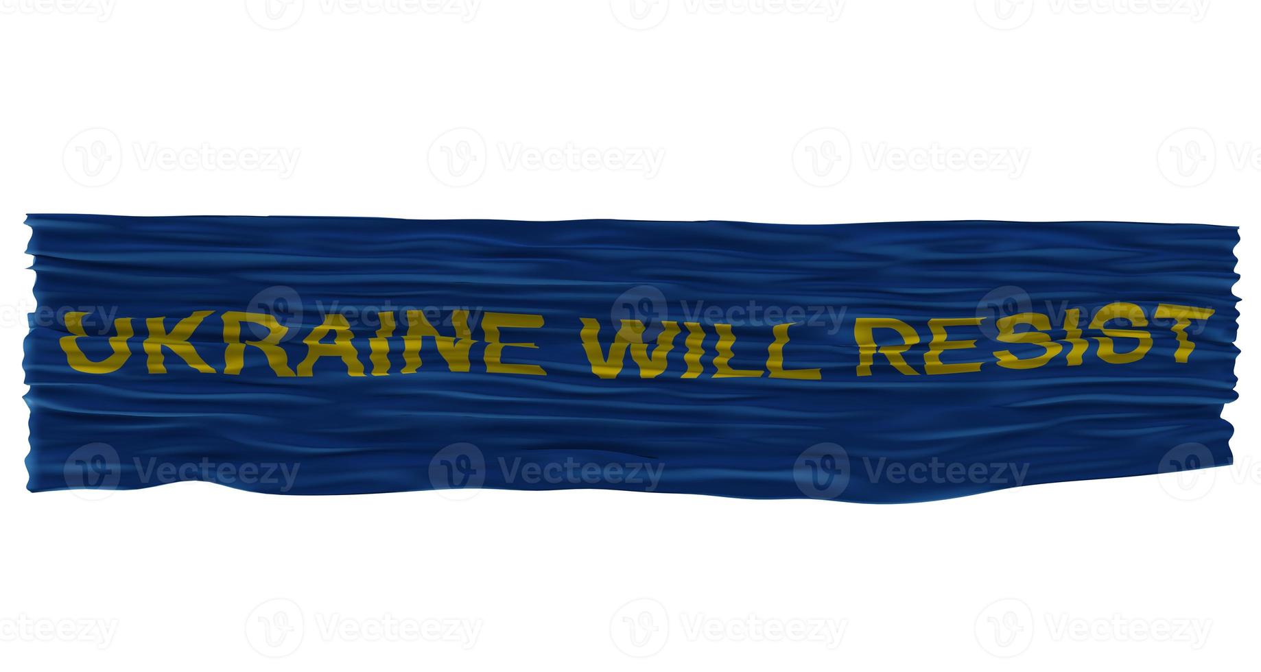 l'ukraine résistera au drapeau, isolé sur fond blanc. travail 3d et illustration 3d photo