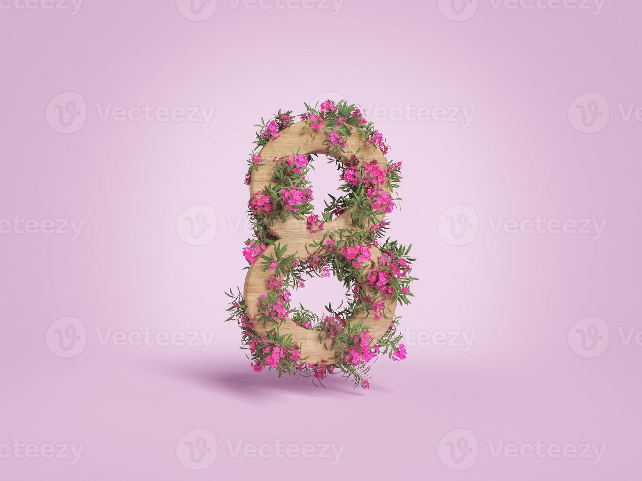 numéro 8 en bois avec des fleurs. fête des mères photo