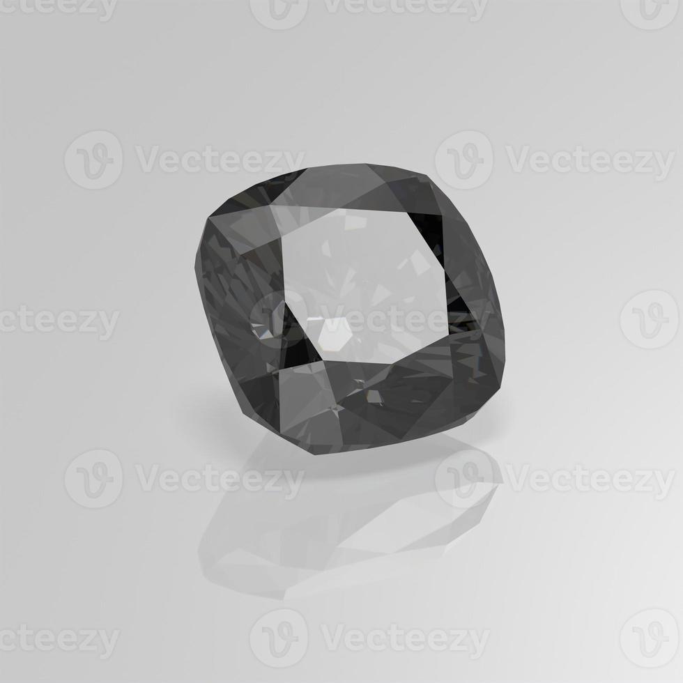 Rendu 3d carré de coussin de pierres précieuses de diamant noir photo