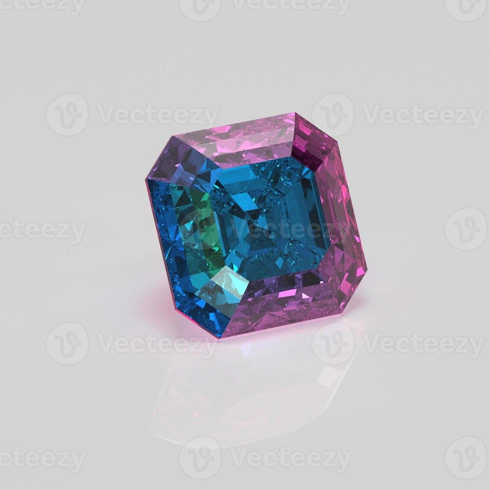 Rendu 3d d'asscher de pierres précieuses d'alexandrite photo