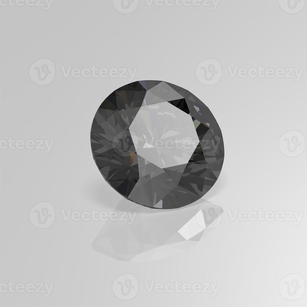 rendu 3d rond de pierre gemme de diamant noir photo