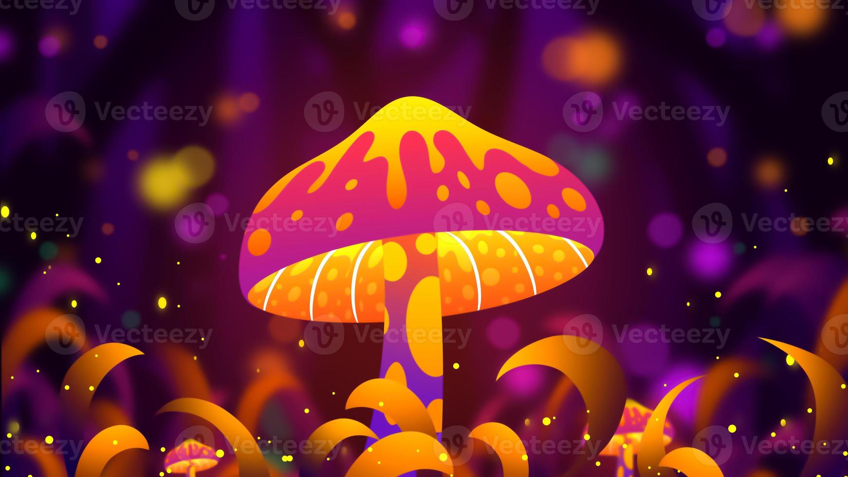 illustration de champignon unique qui émet de la lumière photo