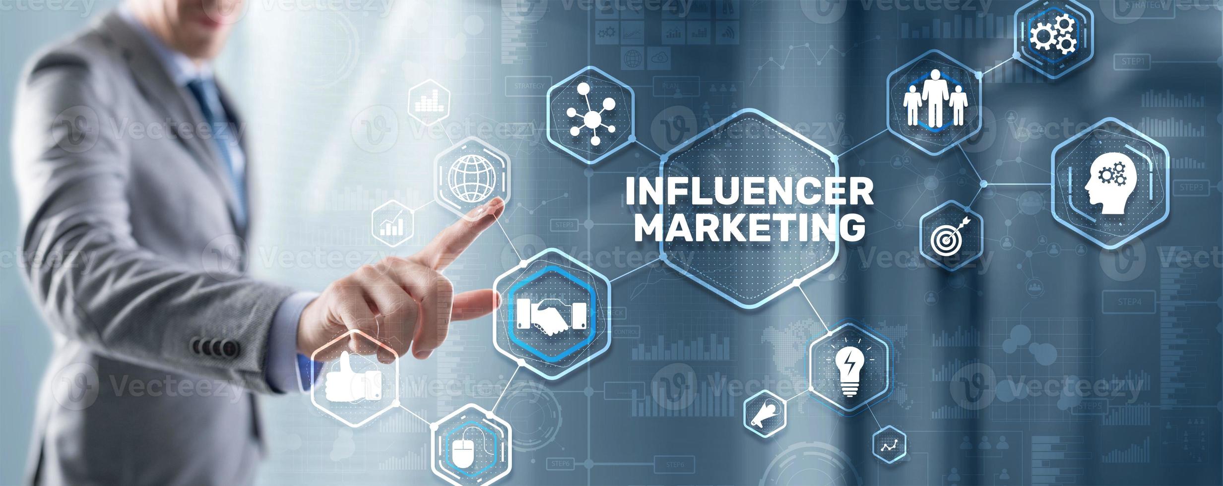 concept de marketing d'influence. concept internet d'entreprise photo