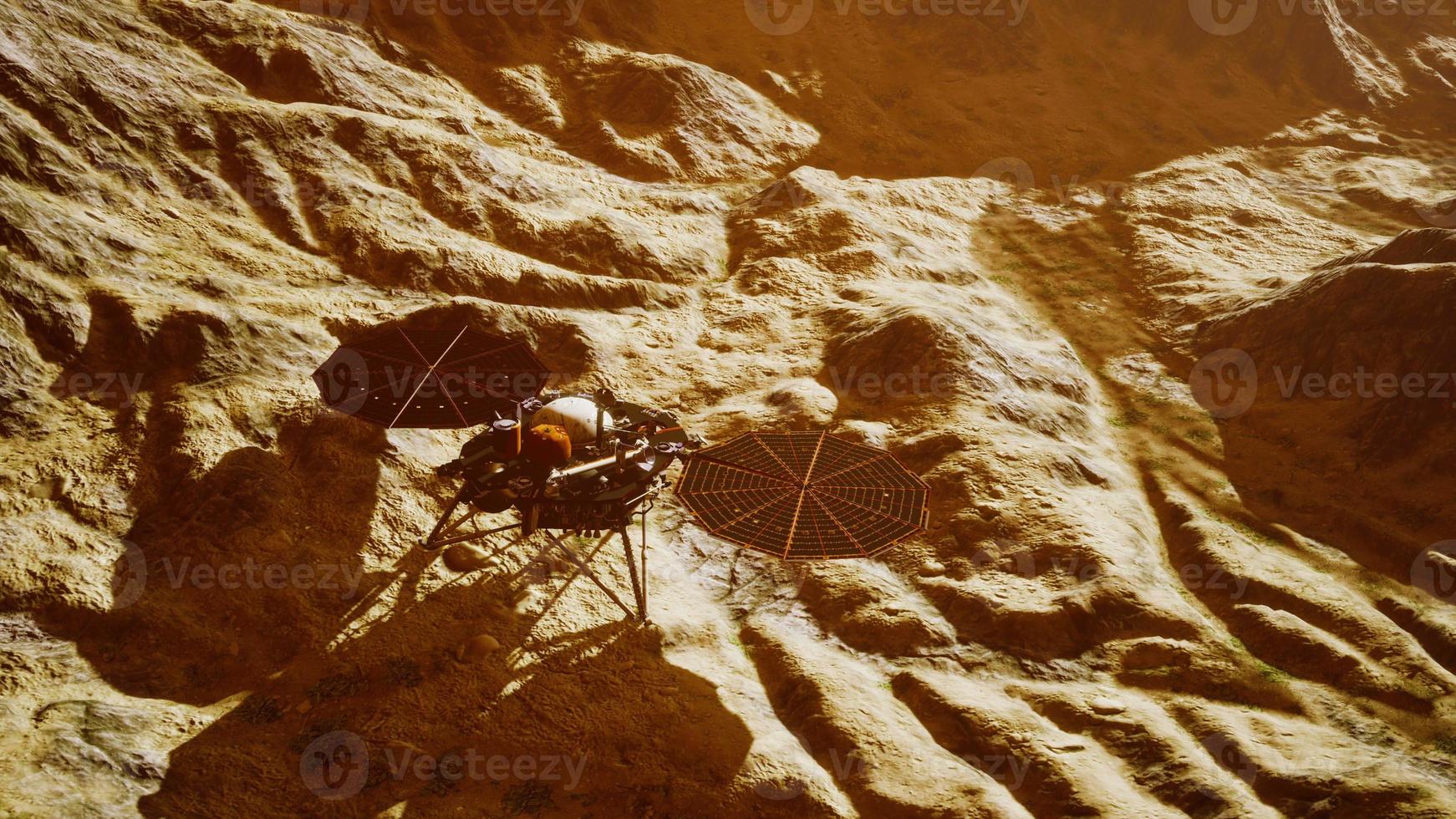 insight mars explorant la surface de la planète rouge. éléments fournis par la nasa. photo