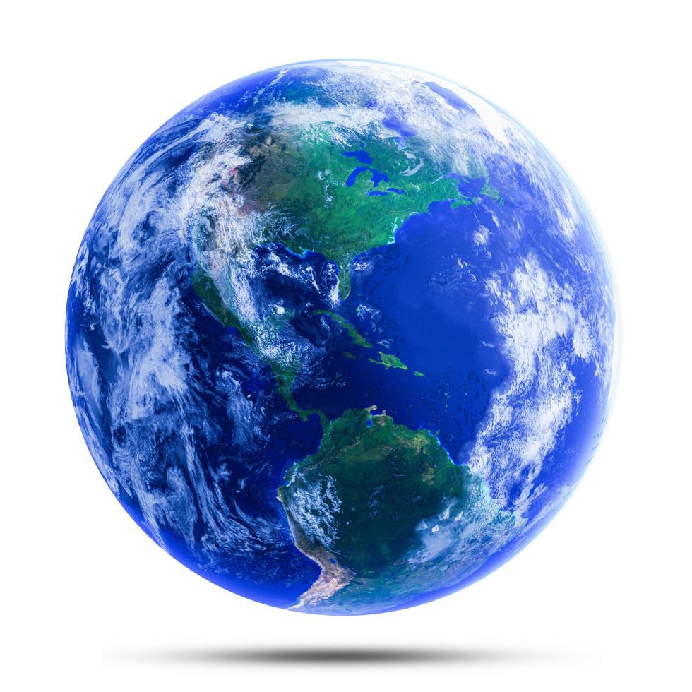 modèle de la terre ou de la planète terre dans la région asiatique. sur un fond blanc avec un tracé de détourage. rendu 3d. photo