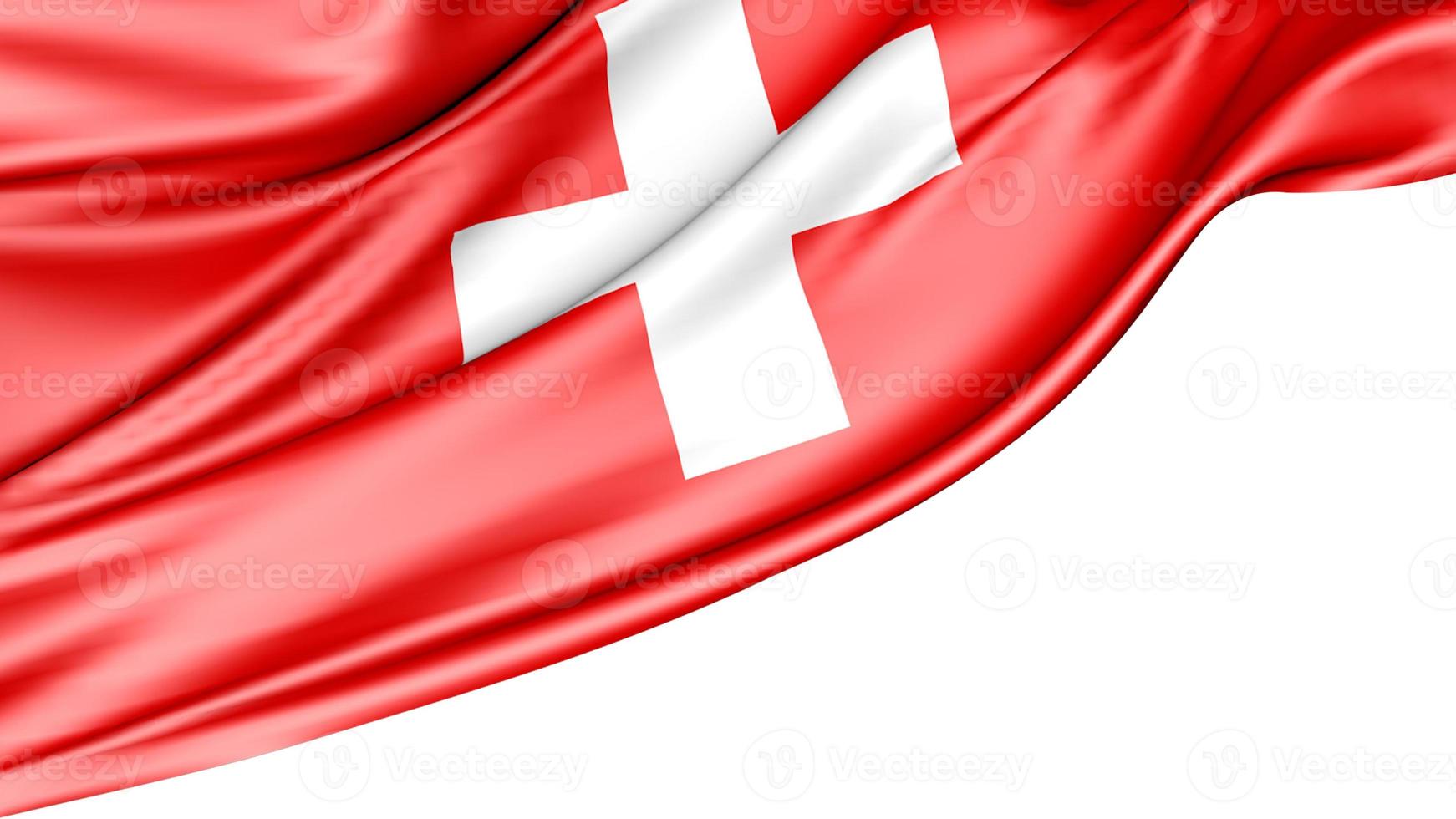 drapeau suisse isolé sur fond blanc, illustration 3d photo