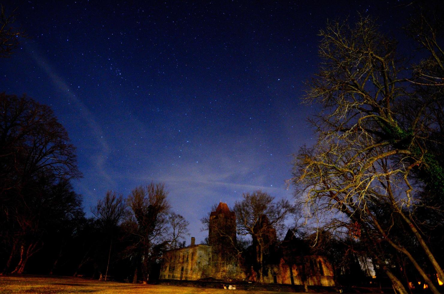 château en forêt et étoiles photo