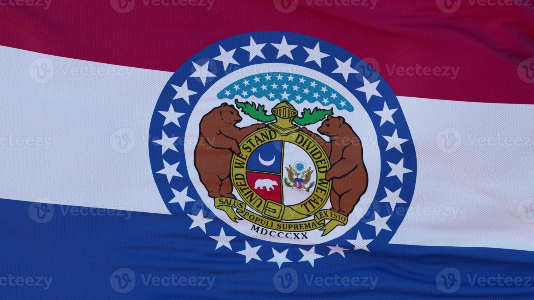 drapeau de l'état du missouri, région des états-unis, agitant au vent. rendu 3d photo
