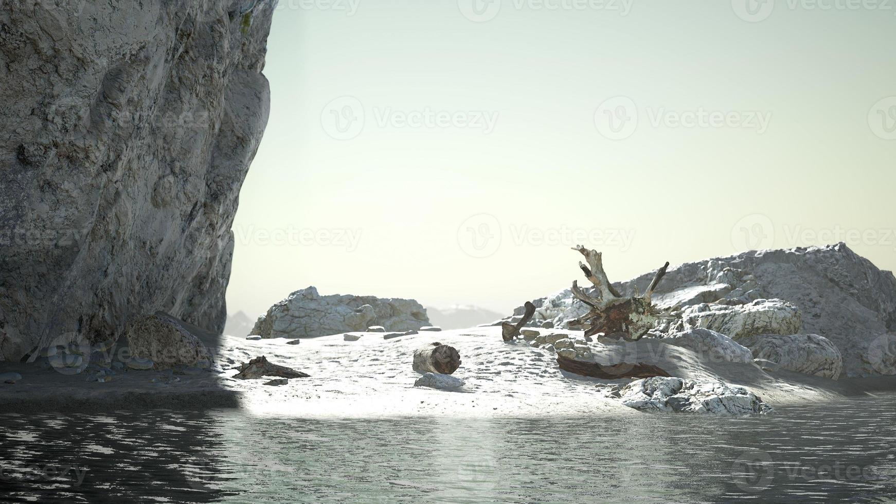 falaises de pierre et sable broun au bord de l'océan photo