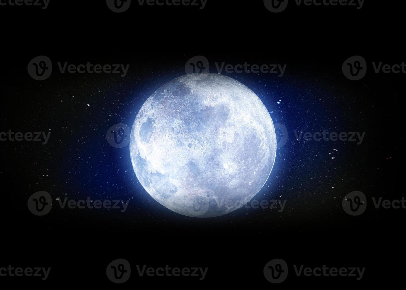 lune et espace profond super bleu. fond de ciel nocturne avec étoiles, lune et nuages. vue sur la lune d'une beauté unique. photo