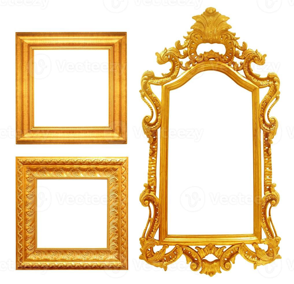 ensemble de cadre vintage doré isolé sur fond blanc photo