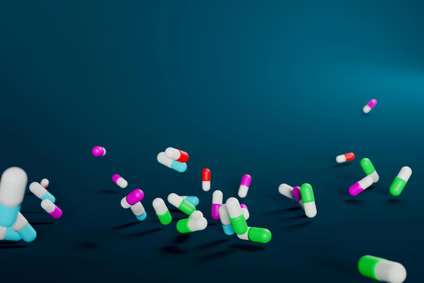 gélules colorées médicament tombant sur des surfaces dures photo