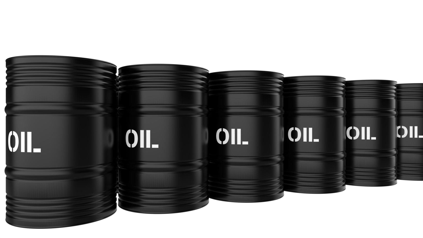 conteneur noir métallique de pétrole brut sur fond blanc à utiliser comme ressource illustration de rendu 3d photo
