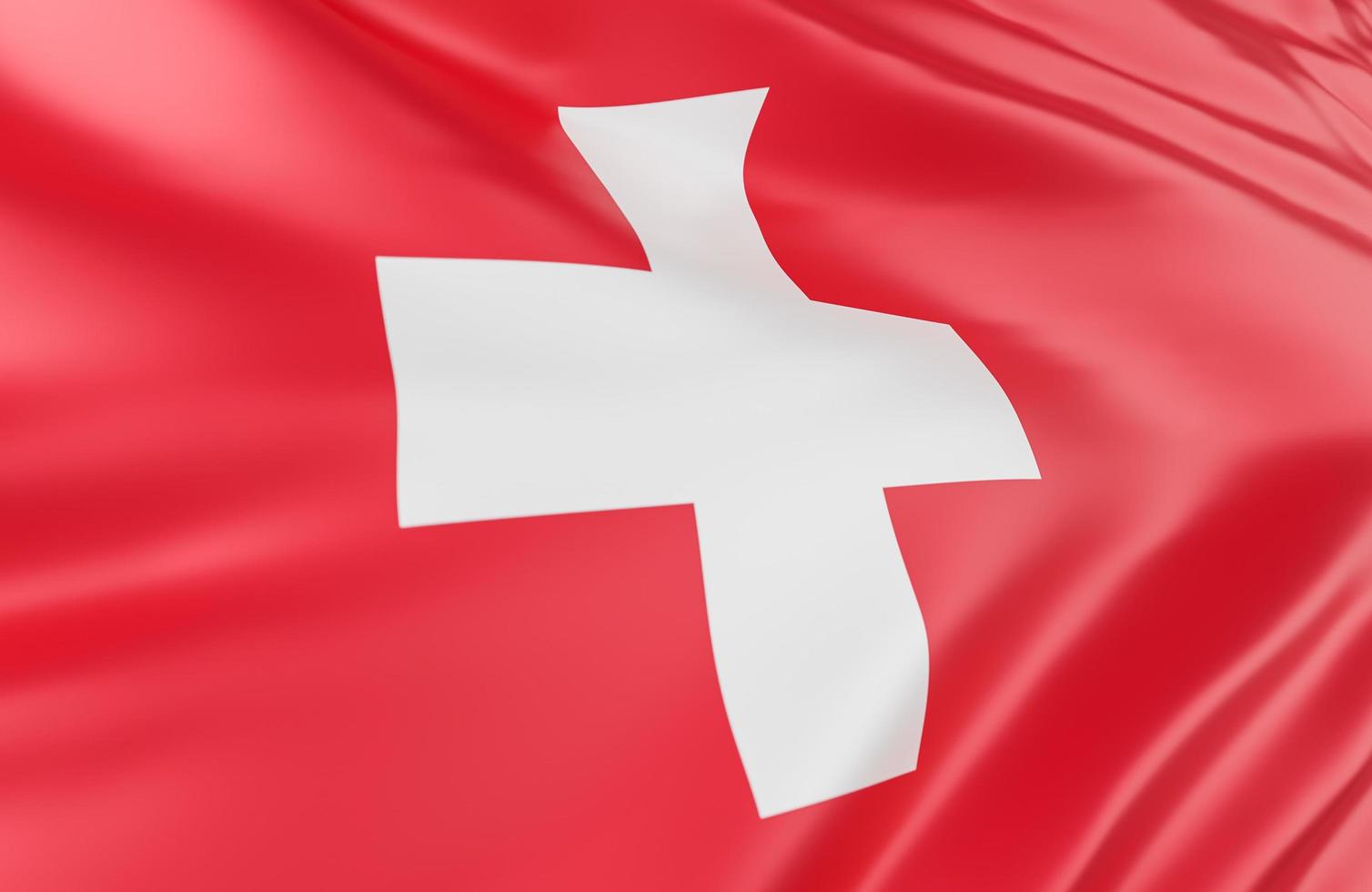 belle vague de drapeau suisse gros plan sur fond de bannière avec espace de copie., modèle 3d et illustration. photo