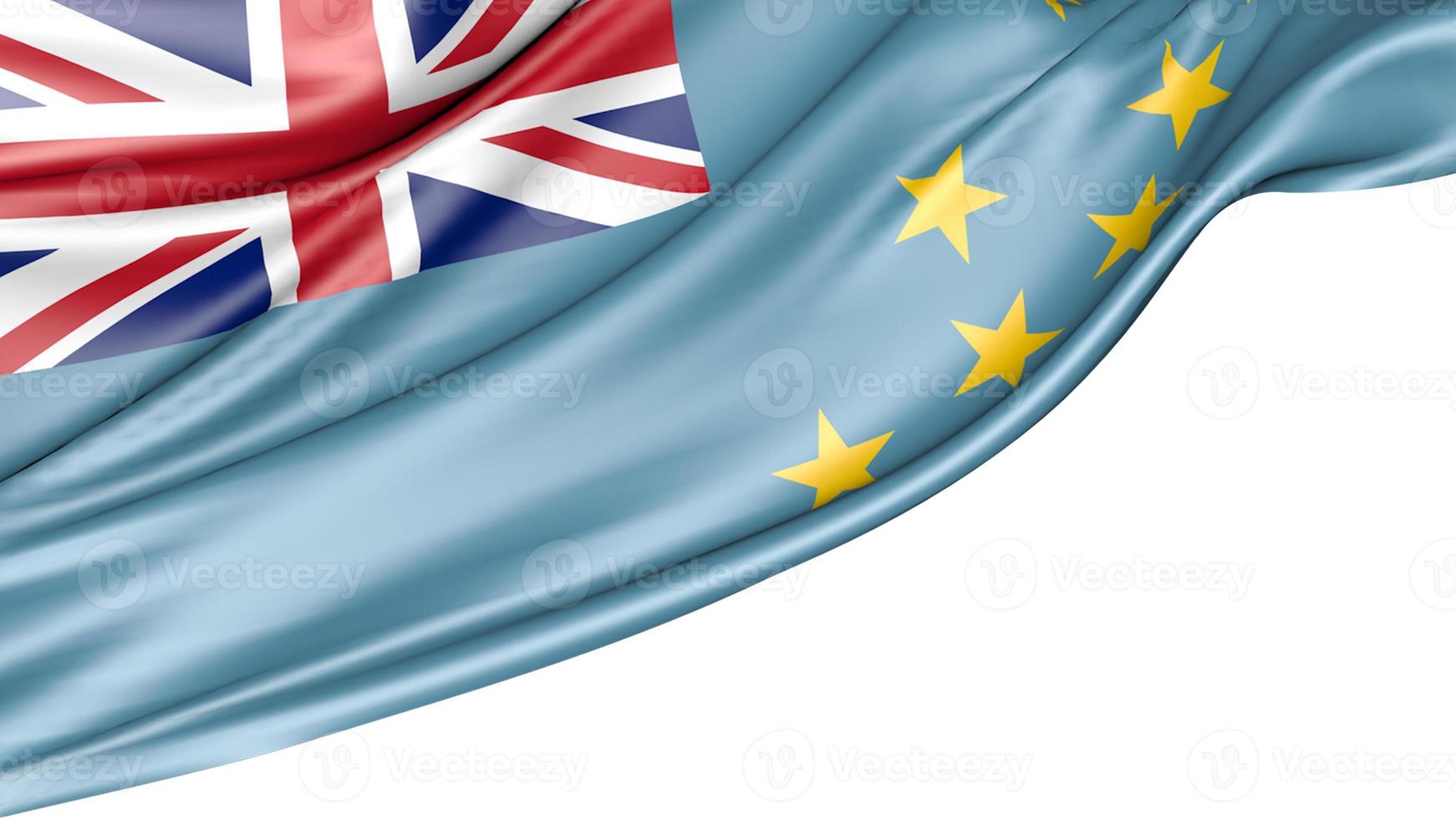 drapeau tuvalu isolé sur fond blanc, illustration 3d photo