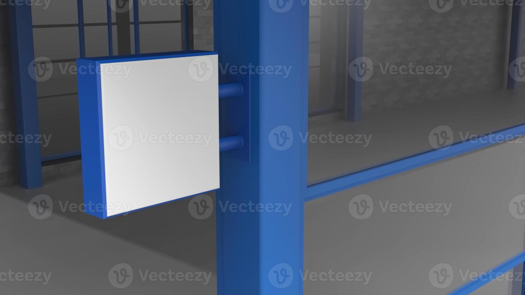 modèle de panneau d'affichage maquette pour illustration de logo bleu commercial métal de rendu 3d photo