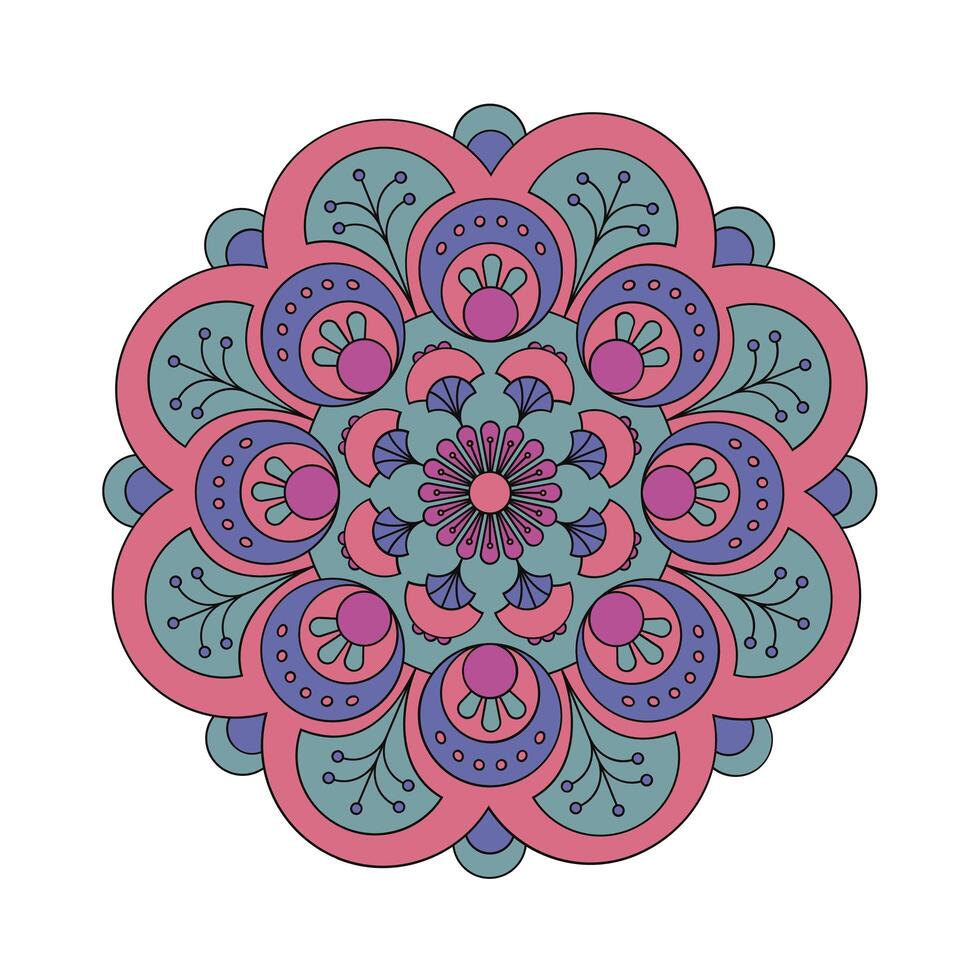 fleurs de mandala avec des décorations ethniques colorées et géométriques. photo