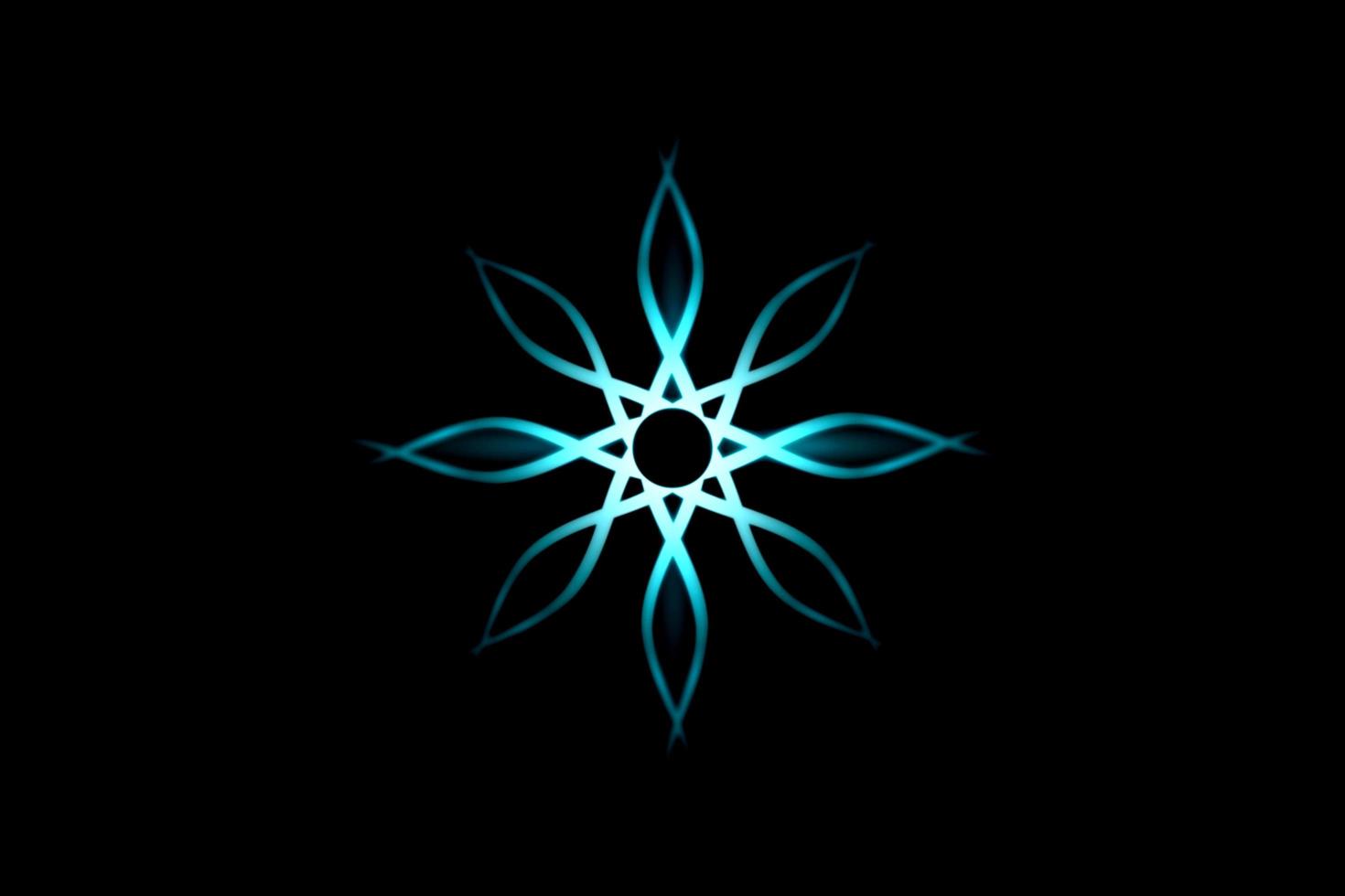 fleur de sarcelle abstraite avec effet de lumière sur fond noir photo