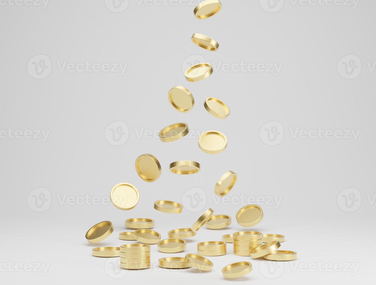 pièces d'or tombant ou volant sur fond blanc. concept de jackpot ou de casino poke. rendu 3d. photo