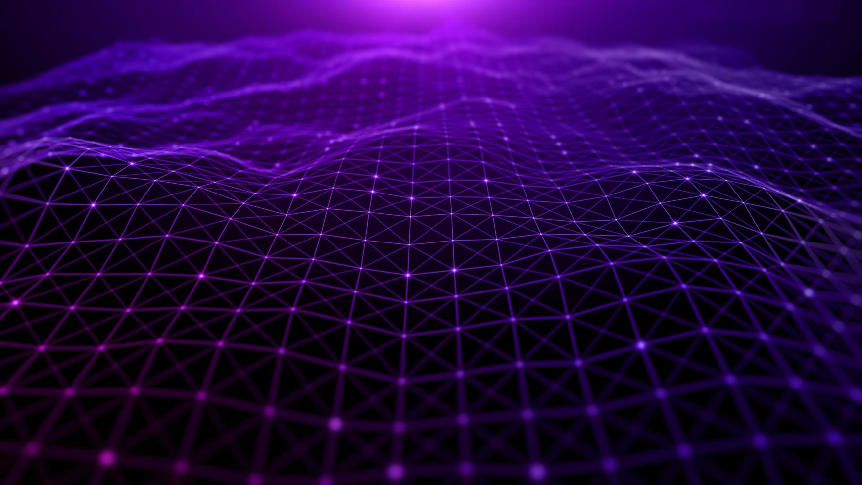 cyberespace numérique futuriste, onde de particules de couleur violette qui coule avec une connexion de lignes et de points, fond abstrait de réseau technologique. rendu 3d photo