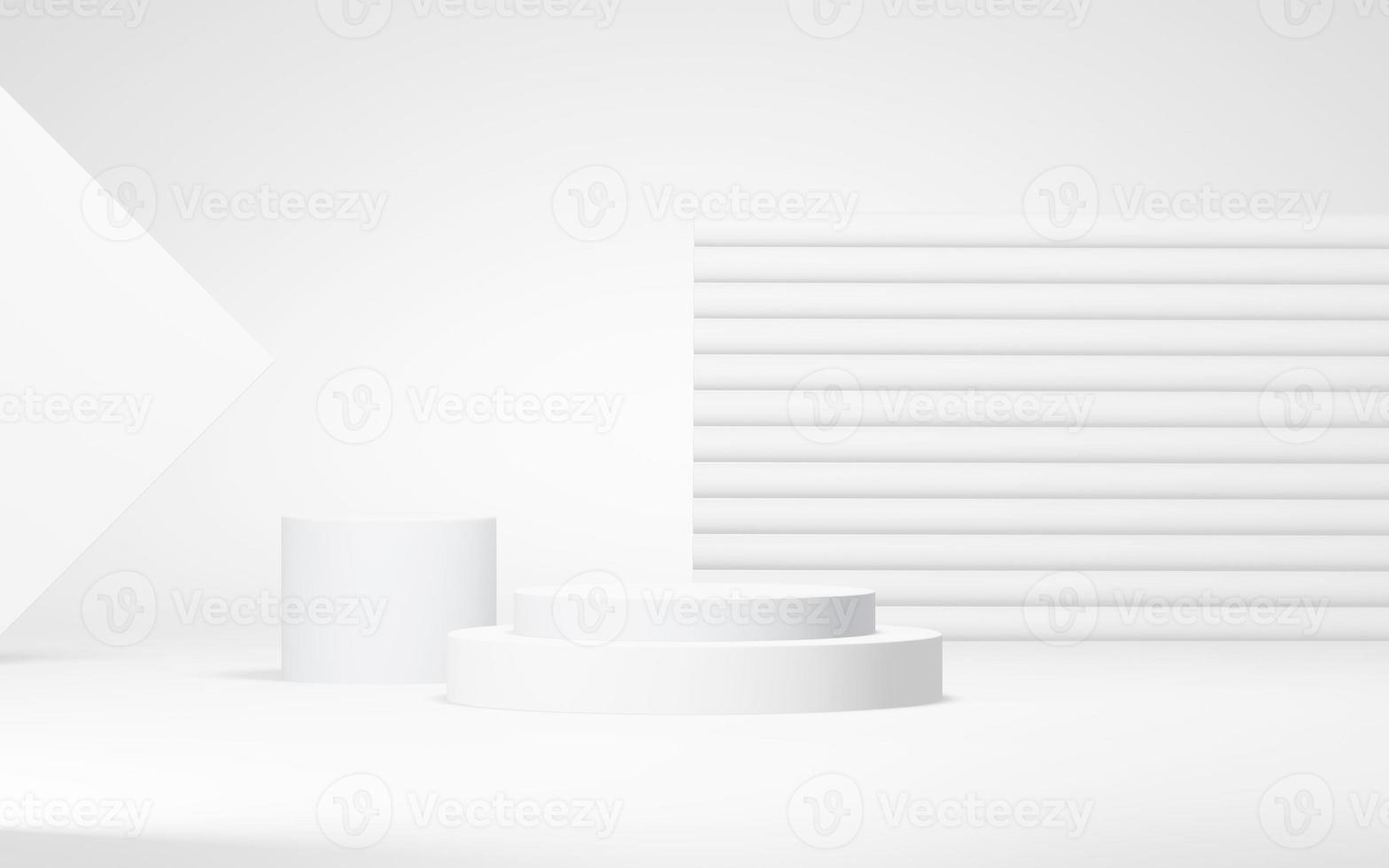 abstrait du podium. forme géométrique. scène de couleurs blanches. rendu 3d minimal. scène avec fond géométrique. rendu 3D photo