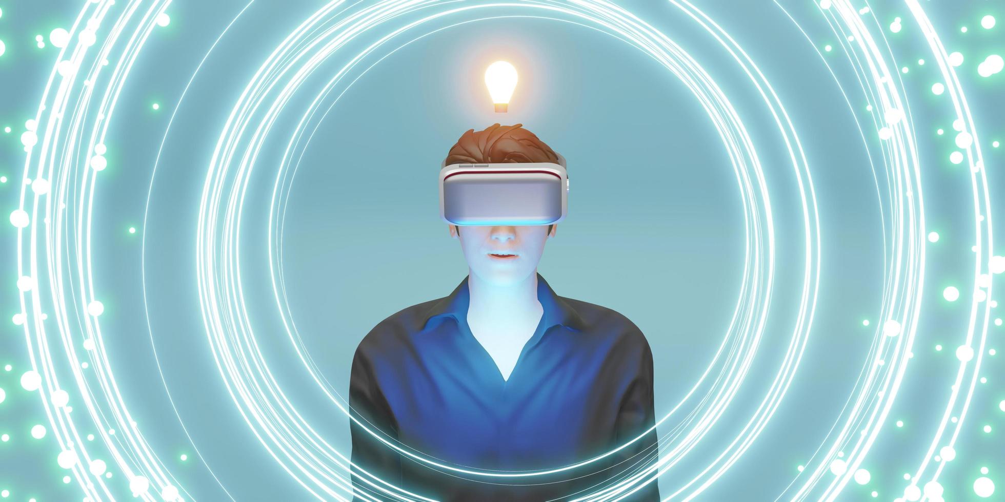 jeune homme jouant dans des lunettes vr événements jeux créativité métavers avatars événements mondiaux illustrations 3d photo