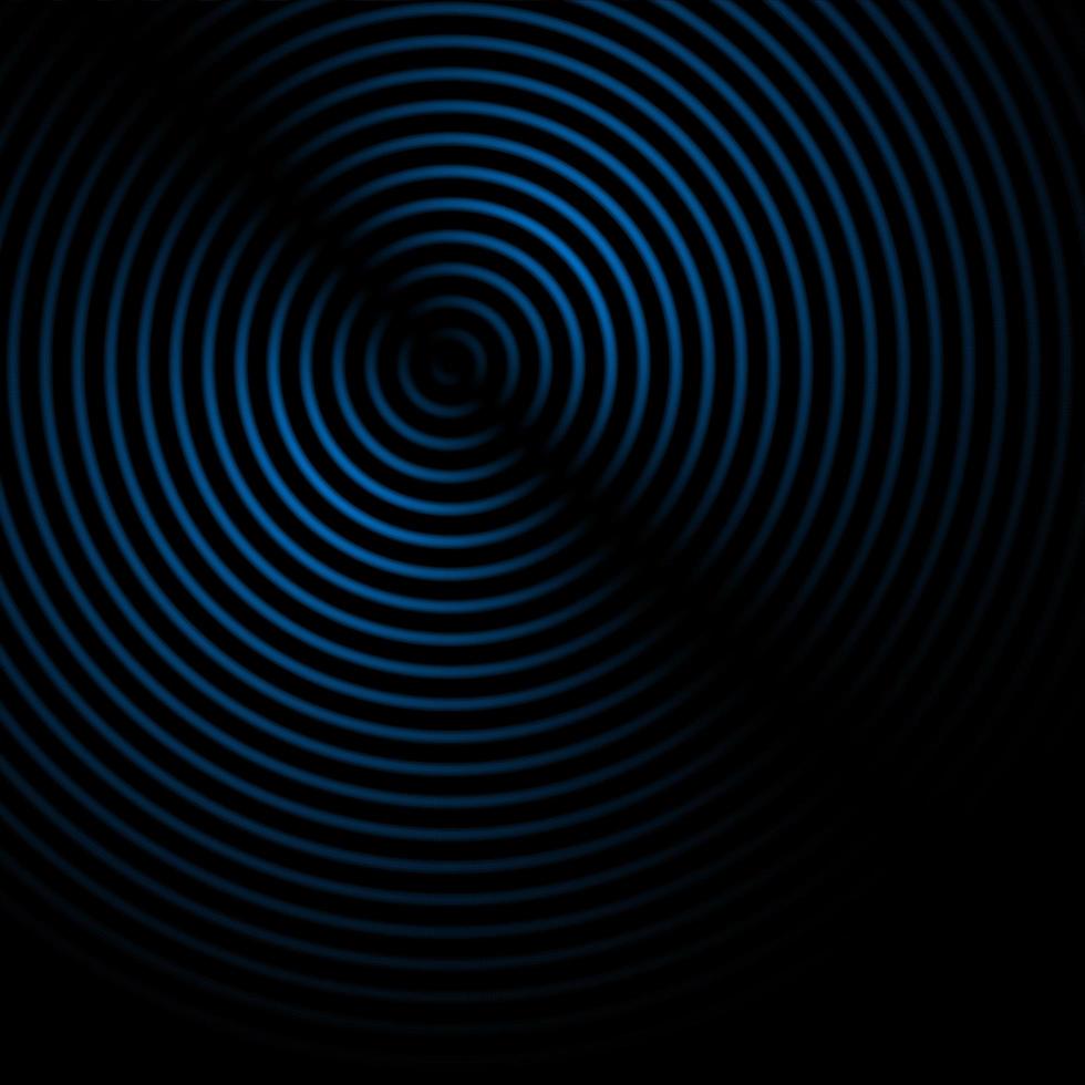 les ondes sonores abstraites ont un effet de couleur bleue sur fond noir. photo
