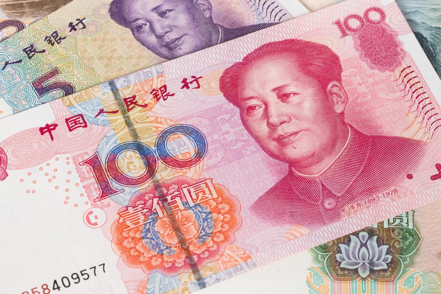 Gros plan de billets de banque en argent chinois photo