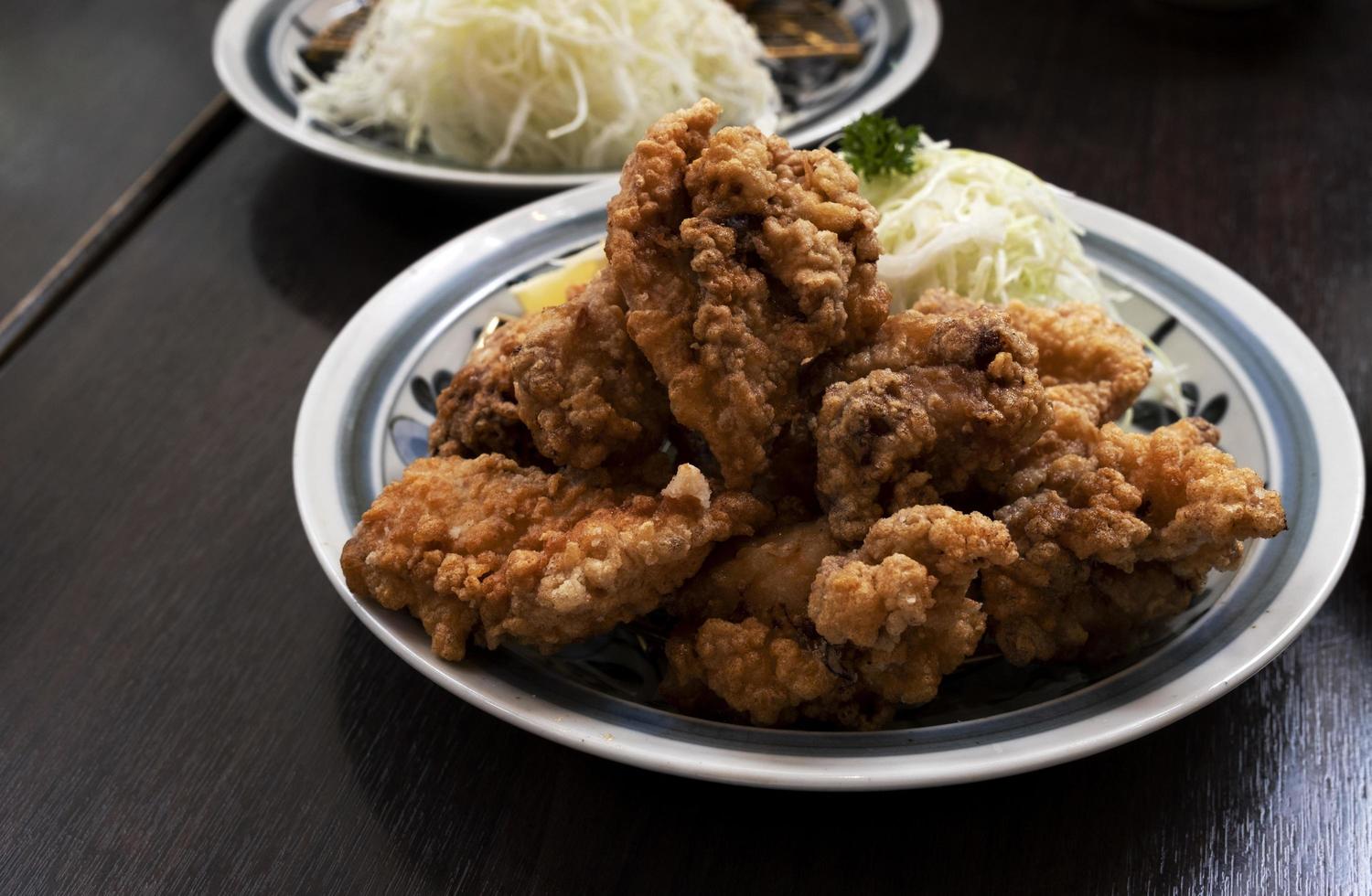 ensemble de karaage de poulet japonais avec du riz photo