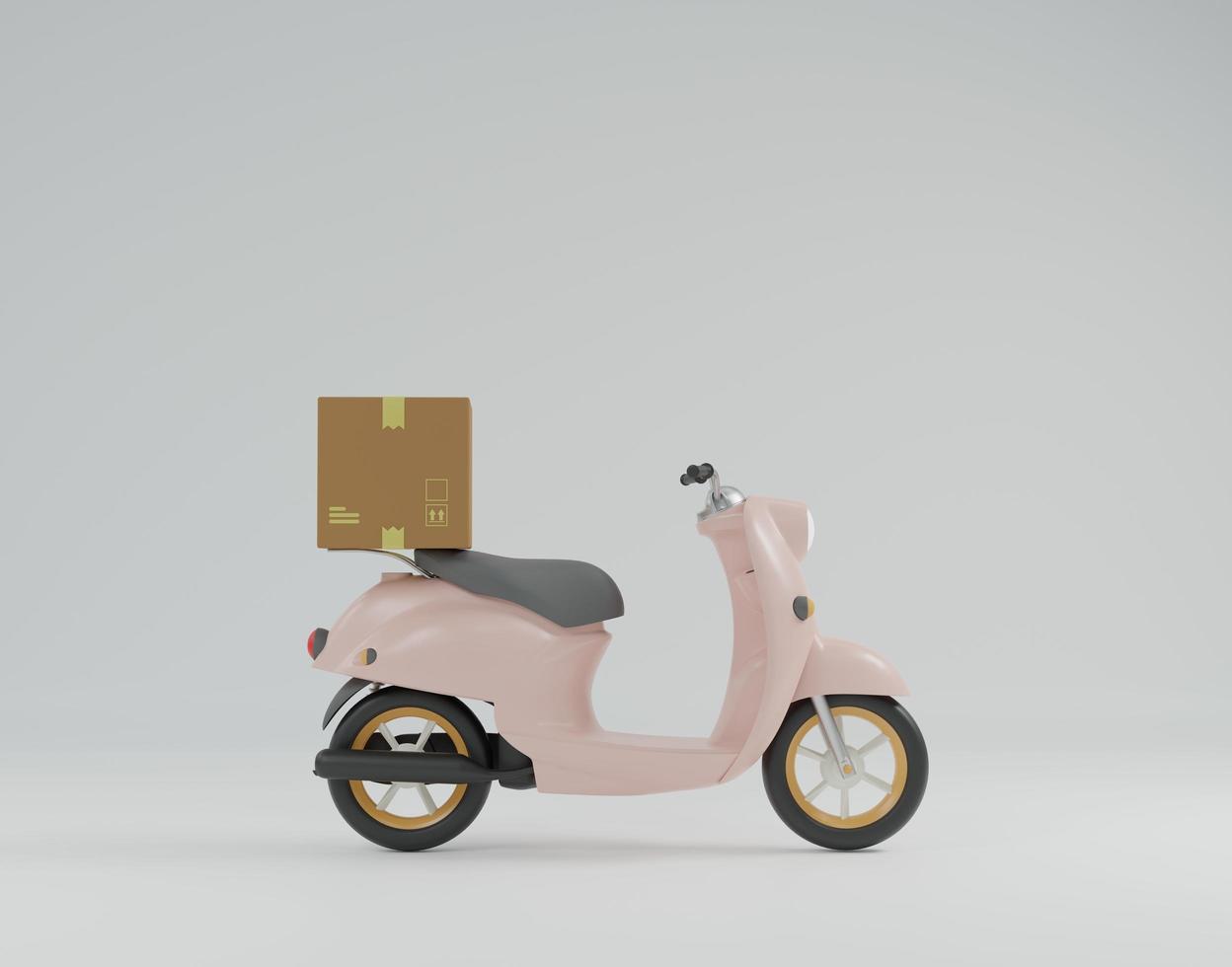 service de boîte de colis de scooter de livraison express en ligne illustration de rendu 3d photo